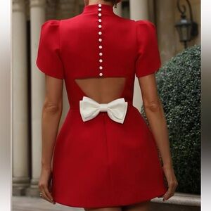 Cut-out Bow Mini Dress